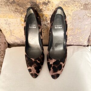 Stuart Weitzman Black and Brown Leopard Heels